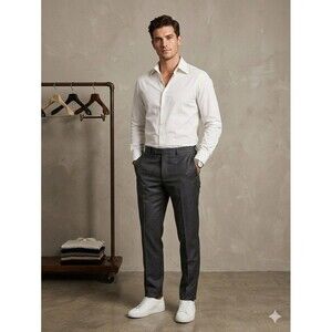 Prada Milano Men's White Stretch Cotton Button-Down Dress Shirt - Size 41/16